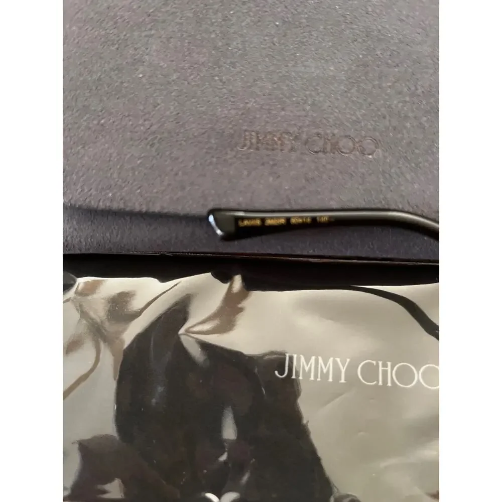 JIMMY CHOO EYEWEAR Crystal-Embellished Square Gold Frame Sunglasses NEW